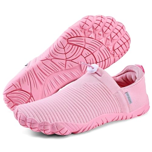Image of WateLves Water Shoes Womens Mens - Comfortable Lightweight Striped Pattern Barefoot Shoes for Beach Swim Pool Yoga Boating Water Aerobics