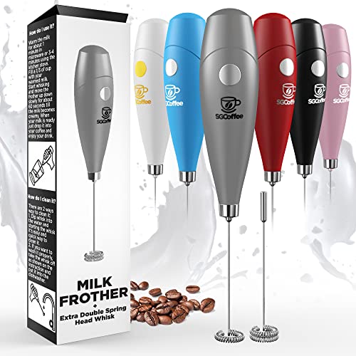 Powerful Double Whisk Milk Frother - Handheld Coffee Blender Frother - Electric Whisk Mini Mixer,...