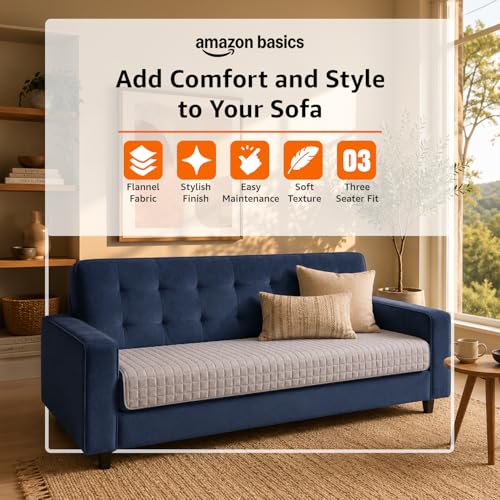 Image of Amazon Basics - Flannel (Polyester) Quilted Make Your Own Sofa Cover |70 x 180 cm| Microfiber Sofa Slipcover | 350 GSM (3 Seater)