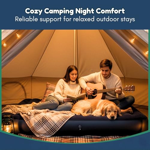 Image of Toy Imagine (80 x 60 x 10 Inch, Blue Queen Size Inflatable Air Mattress with Pump & 2 Air Pillows | Portable Foldable Air Bed for Home, Guests, Camping & Travel | Durable PVC Blow Up Mattress