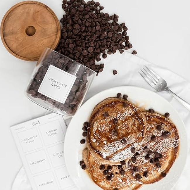 Pantry Labels for Food Containers, 156 Preprinted Kitchen Labels for Storage Bins and Glass Jars, Waterproof Removable Organizing Stickers for Food and Pantry Essentials