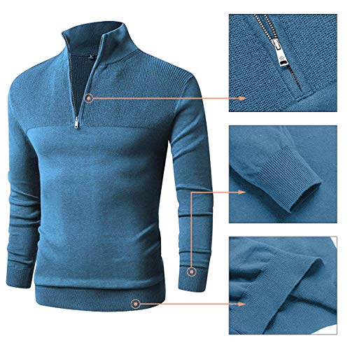 LTIFONE Men Sweaters, Quarter Zip Pullover for Men, Polo Slim Fit Mens Clothe Business Casual Long Sleeve Turtleneck Sweater3