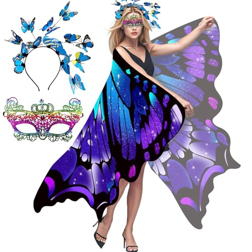Taechalingo Schmetterling Kostüm Damen,Schmetterling Kostüm Erwachsene,Schmetterling Umhang Damen,Verkleidung Schmetterling Damen,Karneval Kostüm...