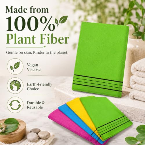 Image of Tatuo 12 Pack Korean Exfoliating Mitts, Italy Towel(8 x 5.5 in,4 Colors) | Body Washcloth, Remove Dead Skin, Viscose Rayon Scrubber for Home Spa, for Keratosis Pilaris, Reusable Full Body Use