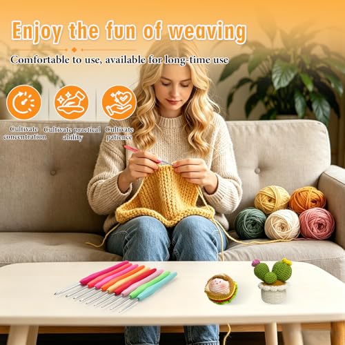 Image of SHWAKK Crochet Hook, 2.75 mm Ergonomic Crochet Hook, Crochet Needles for Arthritic Hands, Knitting Needles with Soft Handle Beginners and Experienced Hobbyists