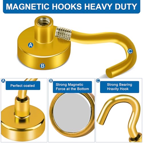 Image of LOVIMAG Magnetic Hooks, Cruise Essentials 2026, 12 Pack-30LBS | Heavy Duty Strong Magnet Hook for Cruise Cabin, Refrigerator Fridge, Ship, Classroom, Kitchen Grills, Black