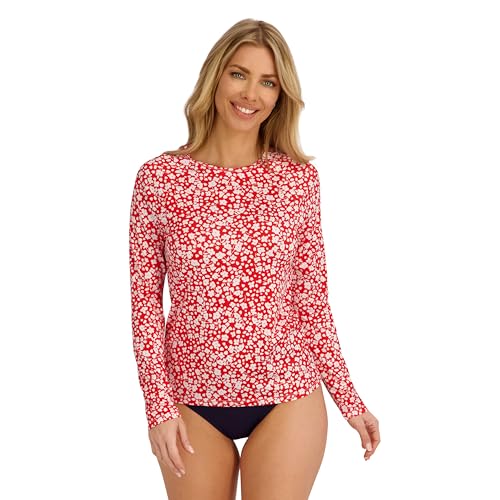 Image of Nautica Women's Long Sleeve Rashguard - Quick-Dry, UPF Protection, Swim Shirt, Pool, Beach, Hiking, Yoga, Volleyball