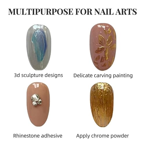 Miniatura 4 de No limpie el gel claro semi sólido 0.21 oz espejo cromo polvo Nail art 3d escultura estilo en relieve gel