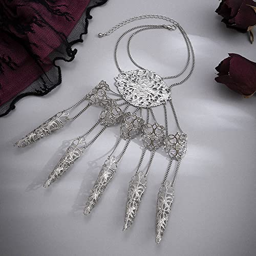 Octwine Pack of 1 Punk Ancient Queen Finger Nails Tip Claw Bracelet Belly Dance Hand Chain Cosplay Costume Jewelry for Women (Silver)3