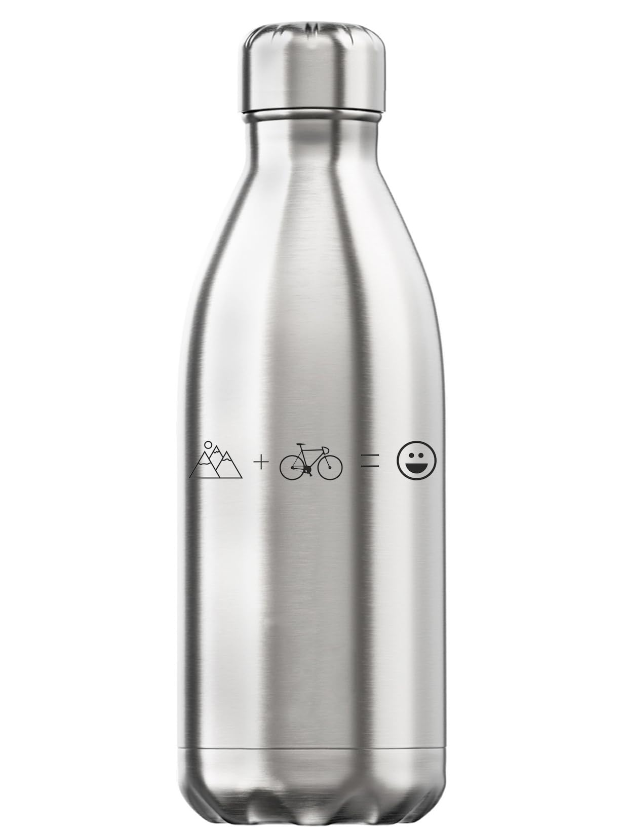 Botella de agua térmica para rutas de montaña y ciclismo en color plata