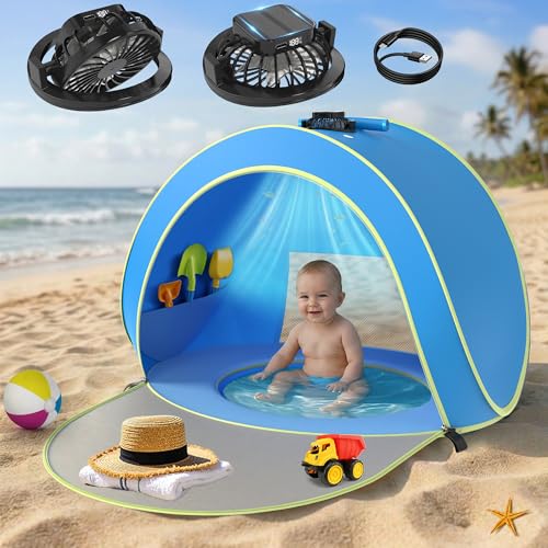 Baby Pop Up Tent with Integrated Solar Cooling Fan | Anti-UV...