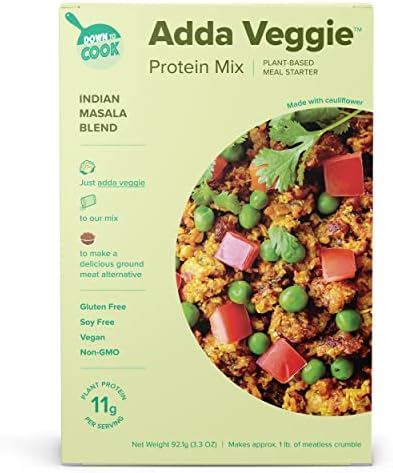 Adda Veggie Meatless Ground Crumbles | Made with Vegetables | Veggie Burger Mix | Plant-Based + Vegan | Pea Protein | Gluten Free, Soy Free, Non-GMO - Indian Masala Blend (Pack of 1)