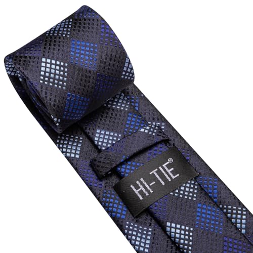 Image of Hi-Tie Mens Paisley Floral Striped Ties Set Silk Necktie and Lapel Pin for Men Pocket Square Cufflinks Set Business Wedding