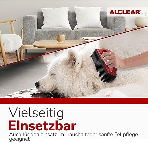 ALCLEAR 9519 Tierhaarbürste – ergonomische Silikonbürste gegen Hundehaare & Katzenhaare – für Auto, Polster, Sofa, Teppiche, Heimtextilien – wiederverwendbar, chemiefrei – designed in Germany