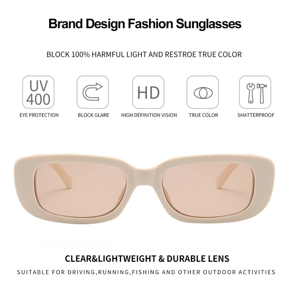 BOJOD Rectangle Sunglasses for Women Retro Fashion Sunglasses UV 400 Protection Square Frame Eyewear