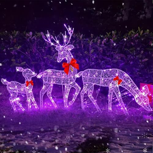 Cerf Illuminé Décorations De Noël Extérieur Stable et Résistant aux Intempéries