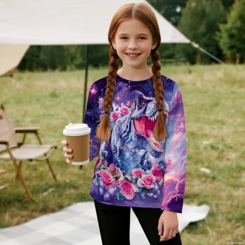 Image of WELLFLYHOM Long Sleeve T-Shirt for Boys Girls 3-16 Years Old Tee Tops Crewneck Pullover Shirts Fall Outfits