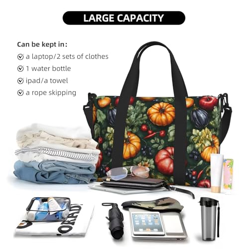 Laptop Tote Bag for Women Work - Colorful Pumpkins Print Weekender Overnight Bags for Women Travel, Gym Duffle Bag for Men, Personal Item Crossbody Travel Bags for Men Carry On4