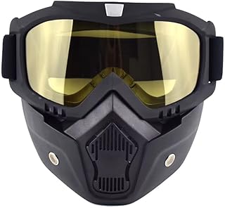 Motorcycle Goggles with Detachable and Adjustable Visor and Anti-Slip Strap for Motorcycle Helmet, Cycling, ATV, Racing Bike, Road and Dirt Bike (Yellow) - KaberTrade