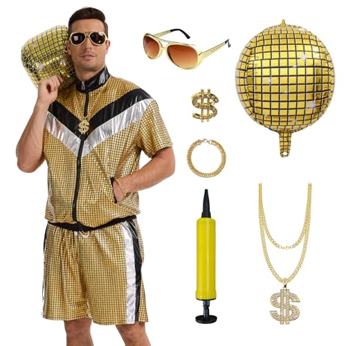 Survêtement disco des années 80 pour homme et femme costume jogging rétro multicolore