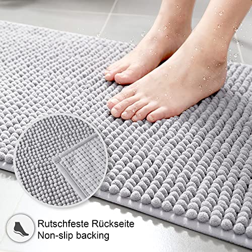 Decomira Badematte rutschfest | Als Badteppich Set kombinierbar | Badezimmer-Teppich Bad-Vorleger waschbar aus Chenille… – Bild 7