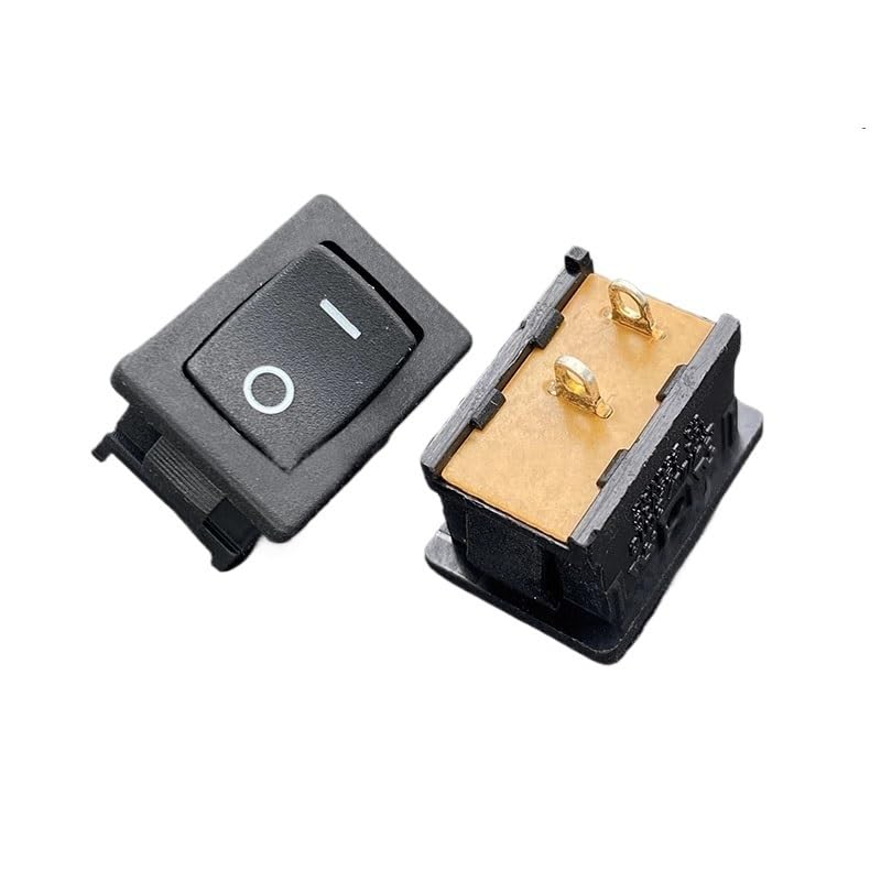 Interrupteur à bascule 2 broches 6A 250V noir de 21x15mm