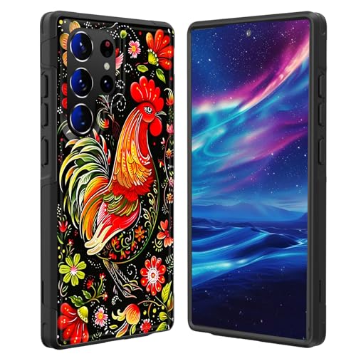 GFEWYTJYJ for Galaxy S24 Ultra Case,[10 FT Military Grade Drop Protection] Non-Slip Heavy Duty Shockproof Phone Case for Samsung Galaxy S24 Ultra 6.8 inch 2024,Vintage Rooster Floral - image 1