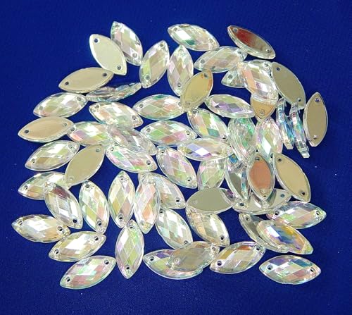 Miniatura 5 de Juego De 100 Piedras Brillantes Para Coser, Ovaladas, 14 X 6 Mm, Cristal Ab, Piedras Acrílicas Con Parte Trasera Plana Para Ropa, Manualidades, Ropa Y Decoración, 14 X 6 Mm, Acrílico