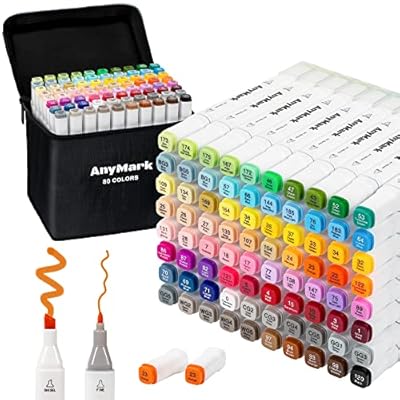 AnyMark Alcohol Markers, 80 Colors Dual Tip