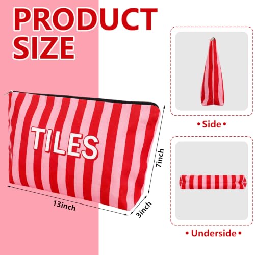 Bolsa vacía para fichas Mahjong con cremallera roja y rosa miniatura 2