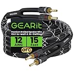 GearIT Hi-Fi 2x4mm≤ Speaker Wire with Banana Plugs (4.57 Meters - Black) OFC Oxygen-Free Copper, CL2 In-Wall Speaker Cable, Heavy-Duty Braided - 12 Gauge AWG, 15 Feet