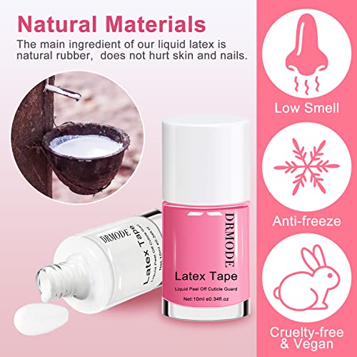 Liquid Latex For Nails, Drmode 20Ml Latex Nail Cuticle Barrier Peel Off Upgraded Fast Drying Nail Latex Tape, Nail Cuticle Guard Protector For Fingers Nail Painting With Tweezers For Various Nail Art #TOP4