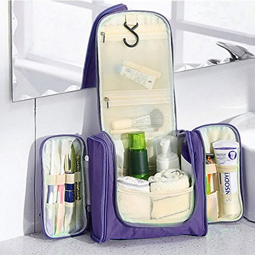 Waterproof Travel Hanging Wash Bag Large - Purple