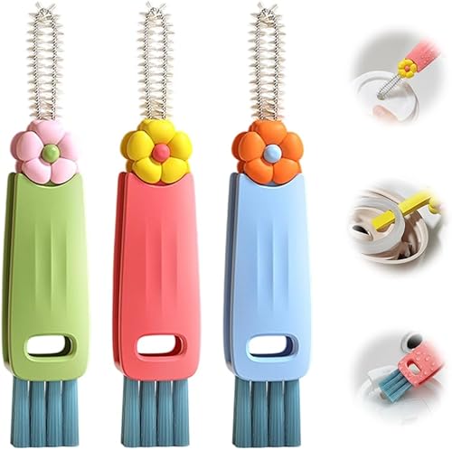 Cepillo de limpieza de tapa de taza 3 en 1, nuevo cepillo de limpieza de botellas de agua, cepillo limpiador de tapa de taza portátil para el hogar,