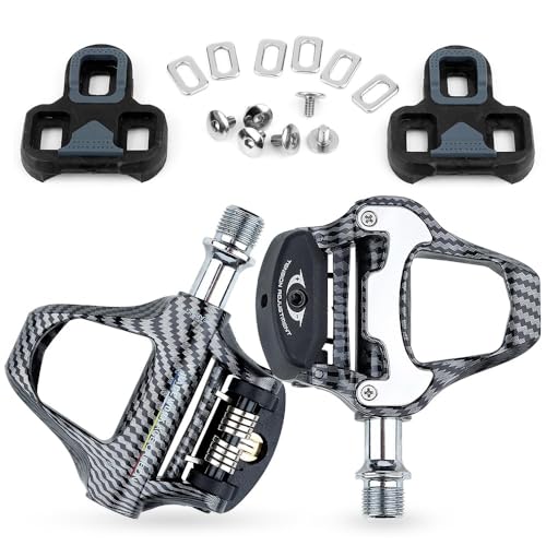 Cyclesavvy Racework Road Bike Pedals - Lightweight, Aerodynamic With Look/Spd-Sl Cleats, Chromoly+ Axles & Steel Bearings, Ideal For Road Cycling-Carbon Fiber Pattern cover