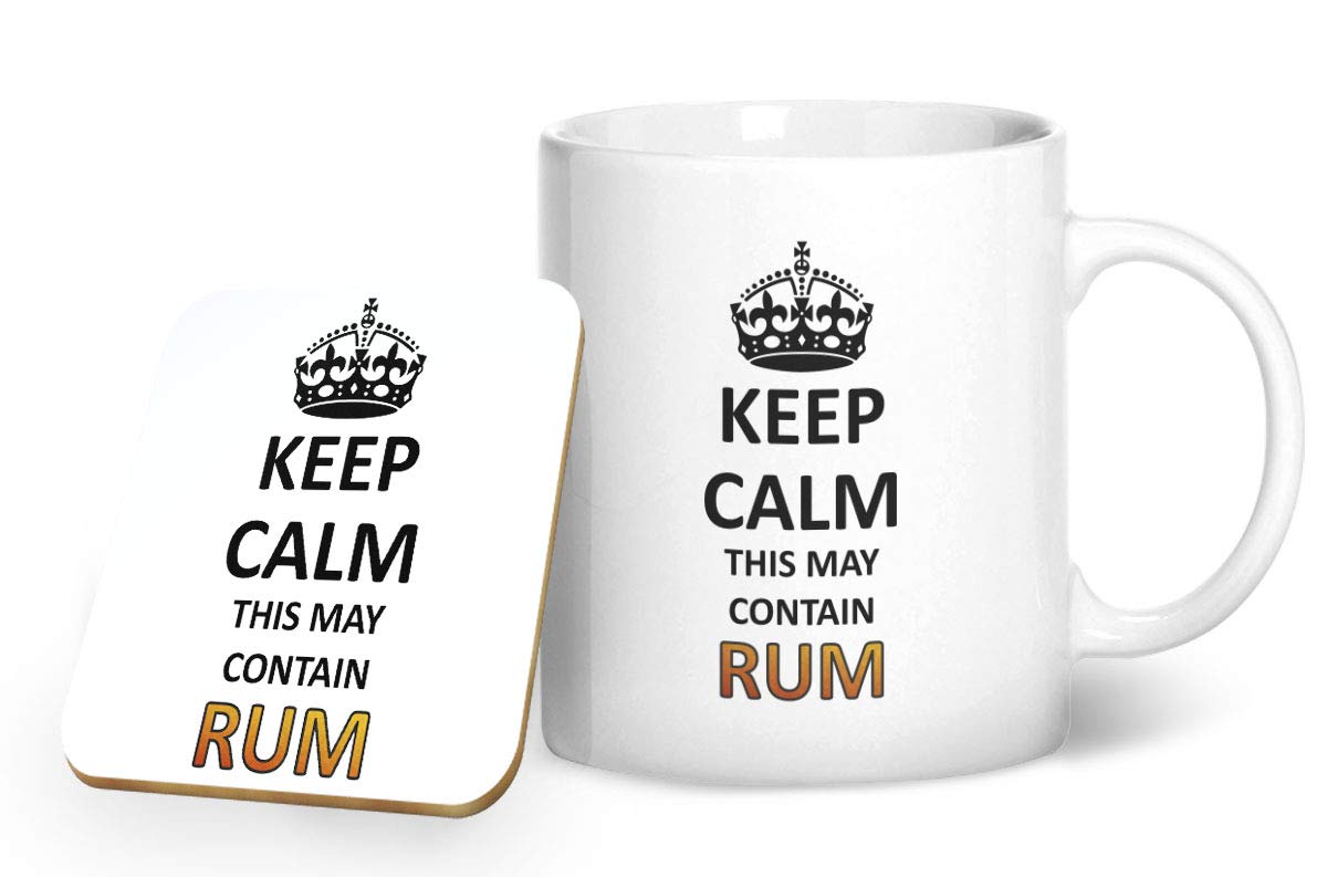 BWW Print LtdKeep Calm This May Contain Rum - Printed Mug & Coaster Gift Set