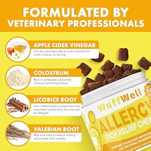 Pet allergy chews for itchy dog relief  allergy and immune chews for dogs  allergy chews for dogs itching and linking  dog itchy skin relief with colostrum  apple cider vinegar  140 ct   cucciolini doodles