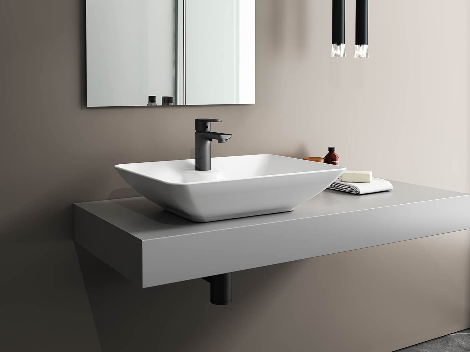 Aqua Bagno Lavabo design autonome, lavabo à poser | Lavabo en céramique, lavabo sans trop-plein | 53 cm