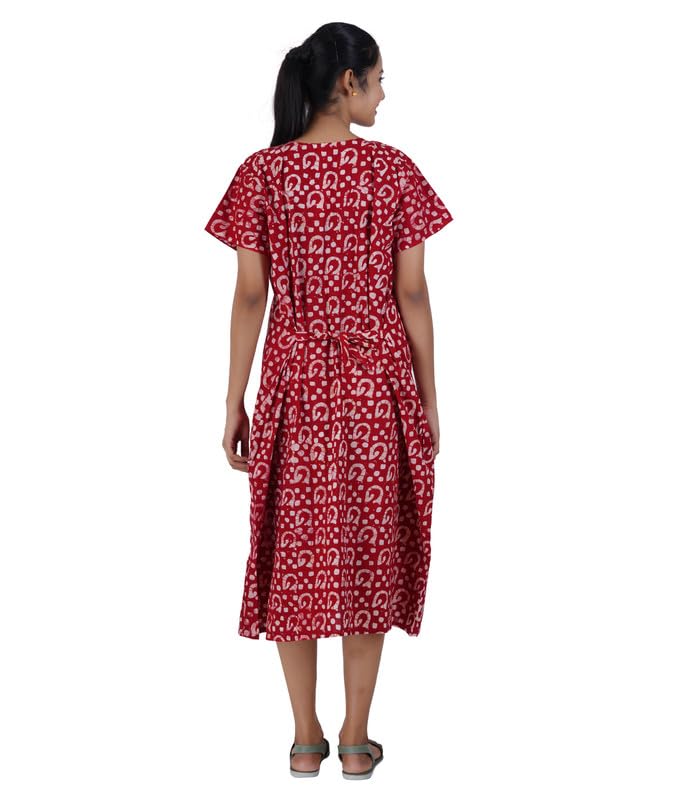 Image of MENMAII Women's [L- 4XL] Full Open /Front Buttoned [a Kind of Adaptive Clothing] Multipurpose Nighty for Maternity /Pregnancy /Elderly /Patient /Feeding /Hospital Purpose Nighty Calf Length