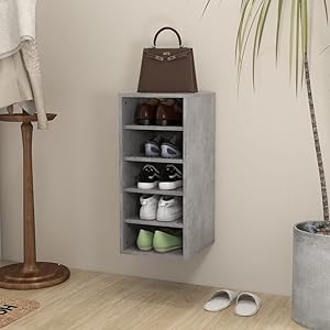 INLIFE Zapatero gris cemento 31,5 x 35 x 70 cm de aglomerado para casa y jardín, suministros domésticos (13,12 kg)