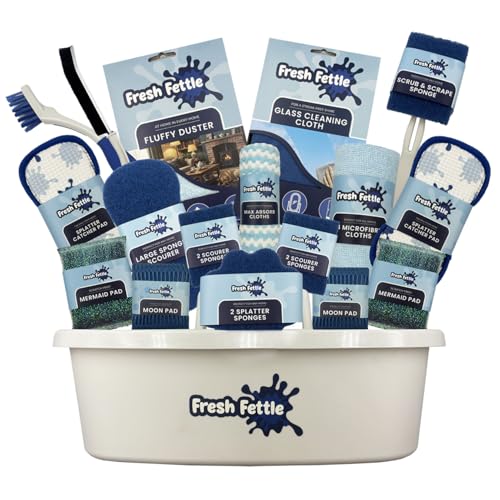 26Pc Complete Cleaning Caddy Kit With Microfibre Cloths Sponge & Scourers For Kitchen And Bathroom Cleaning - Home Cleaning Kit
