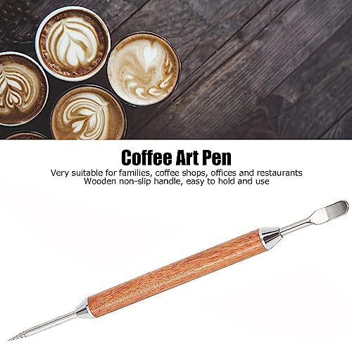 TOPPROSPER Stainless Steel Coffee Art Pen Coffee Fancy Stitch Barista Tool Coffee Latte Needle with Wood Handle Stainless Steel Coffee Fancy Needle Latte Art Pen for DIY Coffee... - Image 7