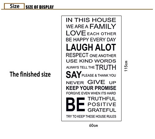 Large Quotes Wall Decal Inspirational Stickers Motivational Family Saying Decorative Nursery Art Kids Baby Home Letters Vinyl Peel & Stick Mural Art In This House We Are A Family Love (Large) #TOP6