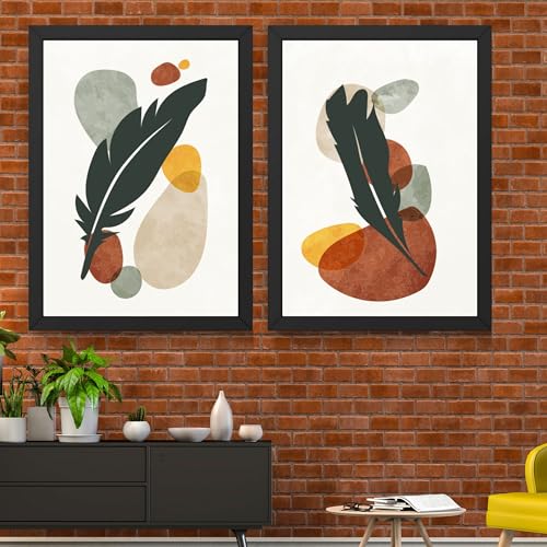 Image of CRAFT QUEST Wall Art Decor Paintings | Set of 2 BOTONICAL Wall Art Frames for Home Decoration | Ideal for Living Room, Bedroom & Office (Black, 10 X 13 Inches Each Frame)