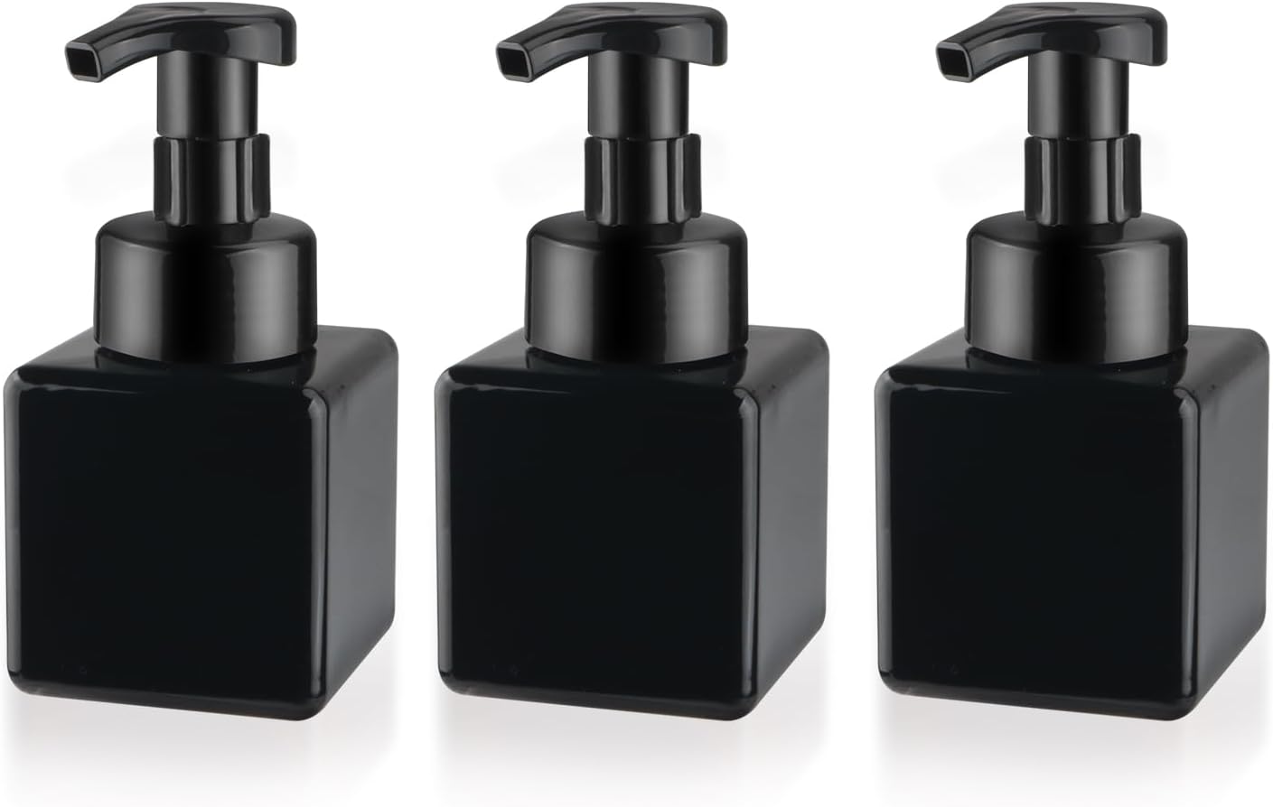 3 Pack Foaming Soap Dispenser Empty Plastic Foam Pump Bottle Refillable Foam Soap Bottle Dispenser for Shampoo Liquid Soap Face Wash (Black, 250ml/8.3oz)