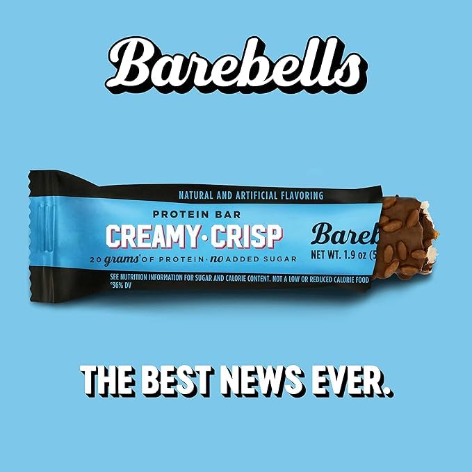 Image of Barebells Protein Snacks Bars Creamy Crisp - 12 Count, 1.9oz Bars 55g of High Protein - Chocolate Protein Bar with 1g of Total Sugars - Perfect on The Go Protein Snack & Breakfast Bars, 2 pack