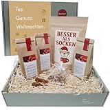 Tee Weihnachts-Geschenk – „Tee. Genuss. Weihnachten.“ | Edles Teegeschenk mit Weihnachtstee & Kandissticks | Geschenkset für Tee Genießer, Frauen & Männer von Quertee