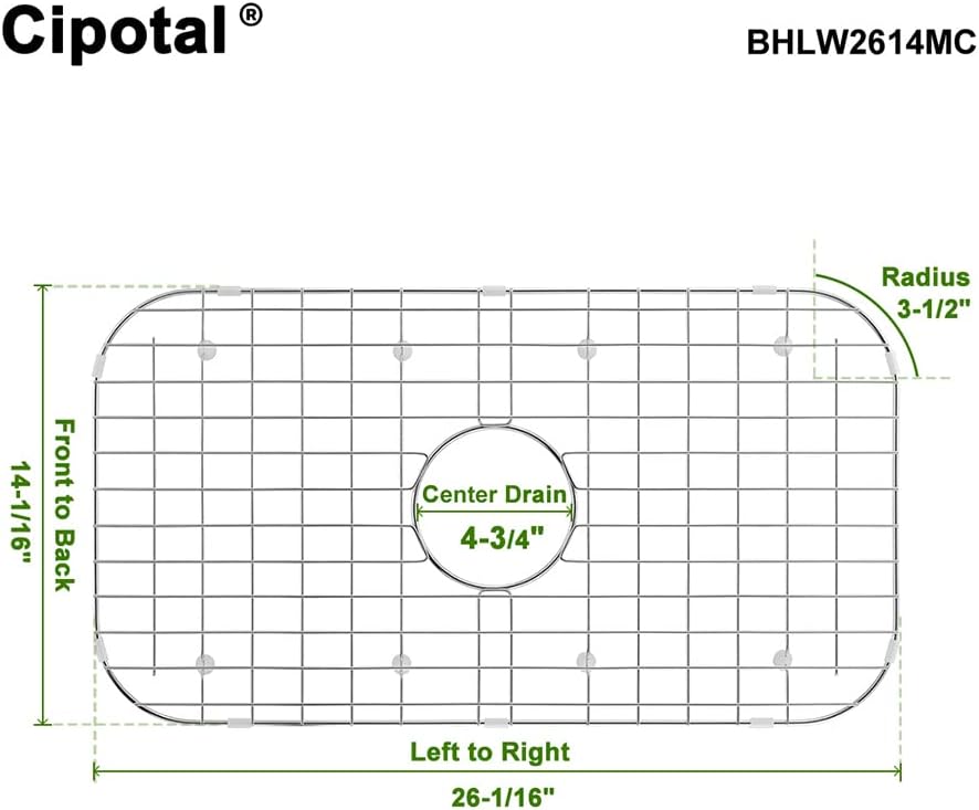 26.1 in. x 14.1 in. Centre Drain Sink Protector with Supersoft Silicone Feet in 304 Grade Stainless Steel