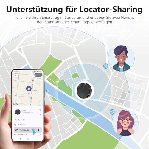 GPS Smart Tracker Tag für Android, Schlüsselfinder KeyFinder kompatibel mit Google Mein Gerät Finden APP (Nur Android), Bluetooth Tracker für Schlüssel, Gepäck, Taschen & Koffer (4Pack)