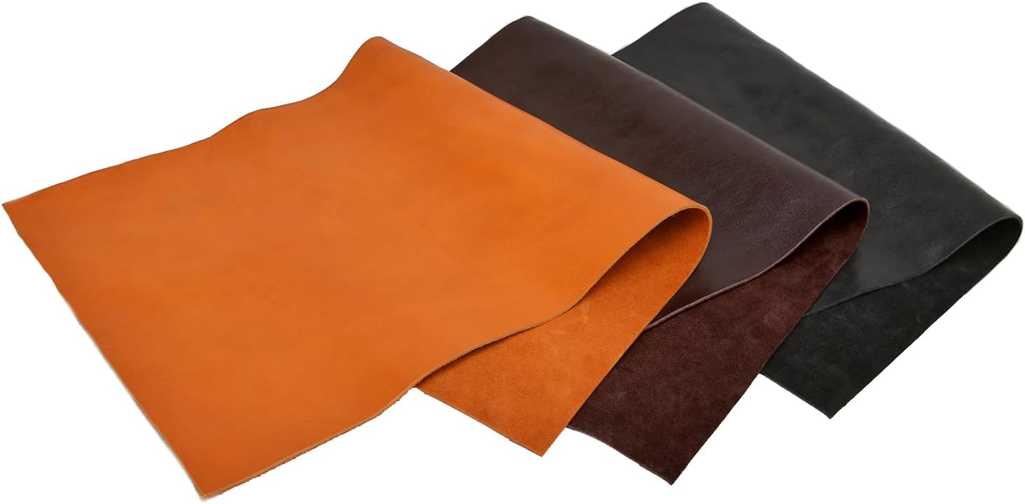2.0MM Thick Tooling Leather Square 5-6OZ Genuine Top Full Grain Cow Skins Leather Sheets for Crafts Tooling Sewing (Brown (2.0mm Soft), 12'' x 24'')